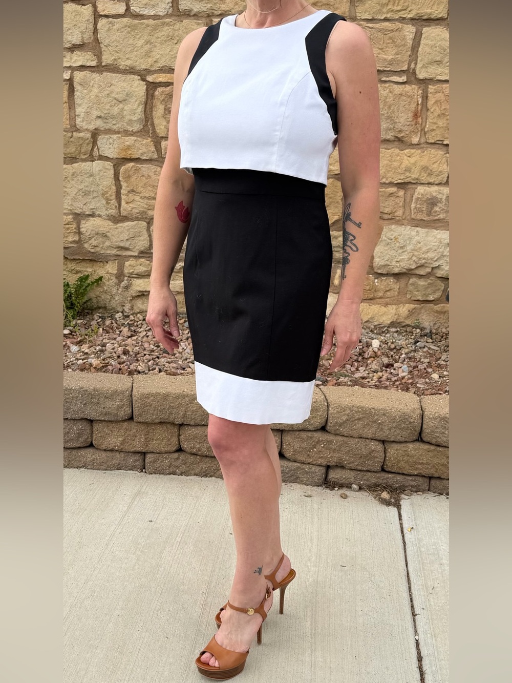 NWT White House|Black Market Sleeveless Black & White Mini Dress Women’s Size 12